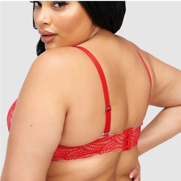 NWT Fredericks of Hollywood Exxtreme Cleavage Tuxedo Lace in Red - Picture 2 of 9